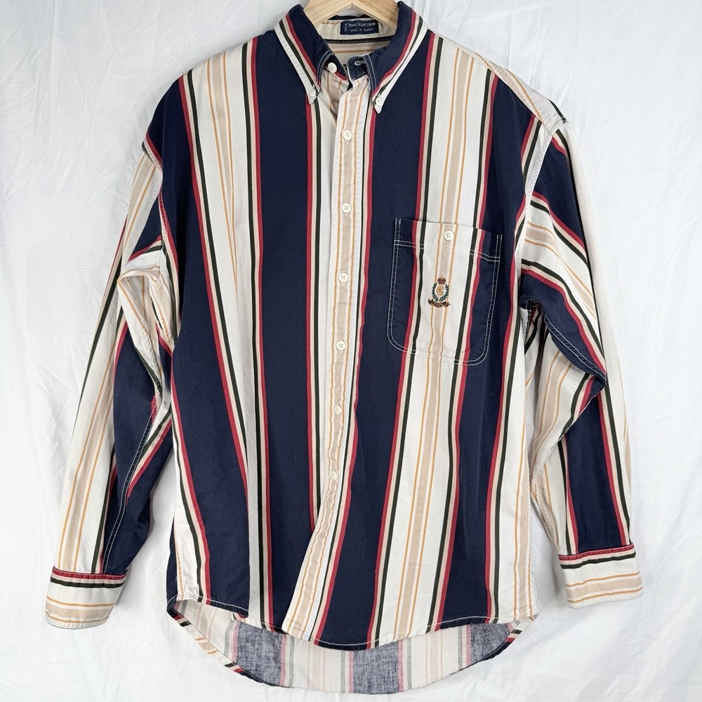 Chaps Ralph Lauren Men's SZ-M VTG Long Sleeve Striped Multi Color Button Down